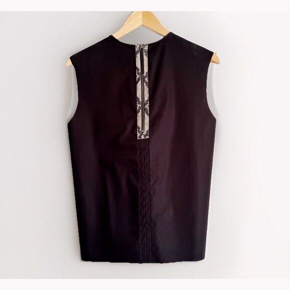 Helmut Lang Womens Black Leather Trim Python Accent Top Size M Quiet Luxury Edgy - Picture 10 of 11